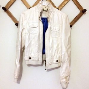 Jou Jou Faux White Leather Jacket